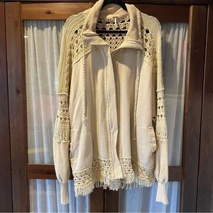 Free people crochet zip up cardigan
